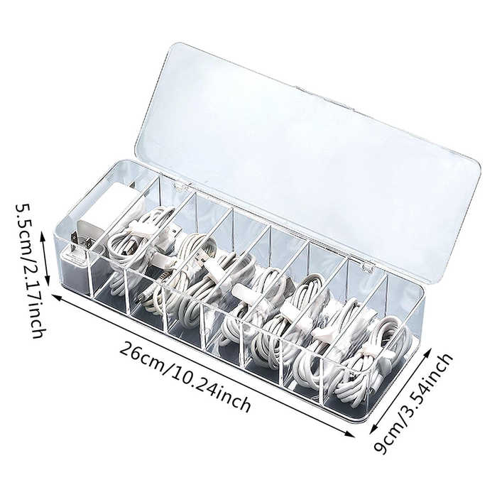 Organizer Box Cavi e Accessori con 8 Scomparti
