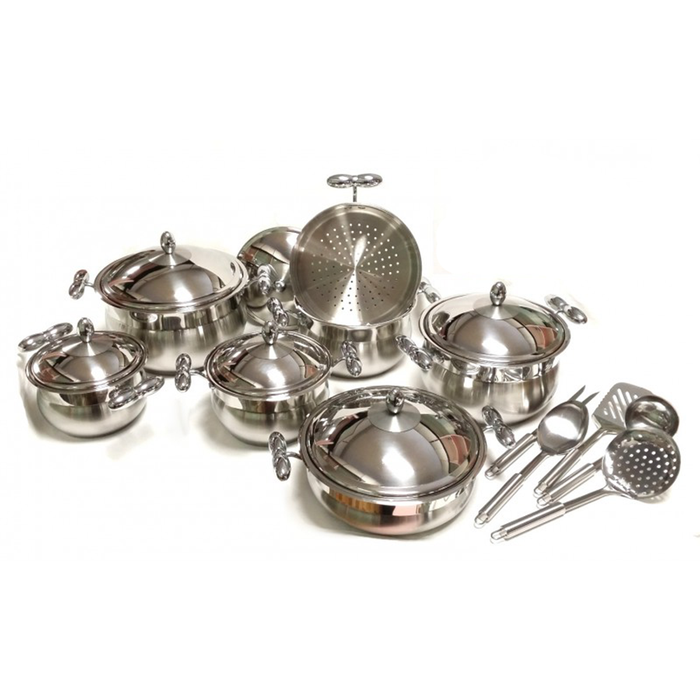 Batteria Pentole 18 Pezzi in Acciaio Inox con Fondo Termico