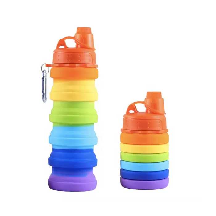 Botella de agua plegable de silicona Rainbow de 500 ml