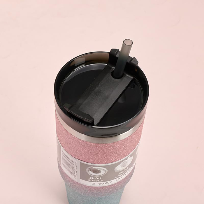 Botella térmica de acero con pajita de 900 ml