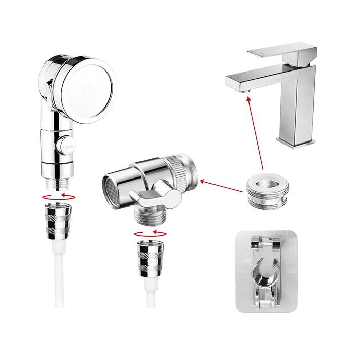 Cabezal de ducha de lavabo con tubo telescópico