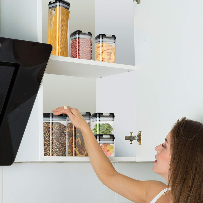 Juego de recipientes de plástico para alimentos con tapa