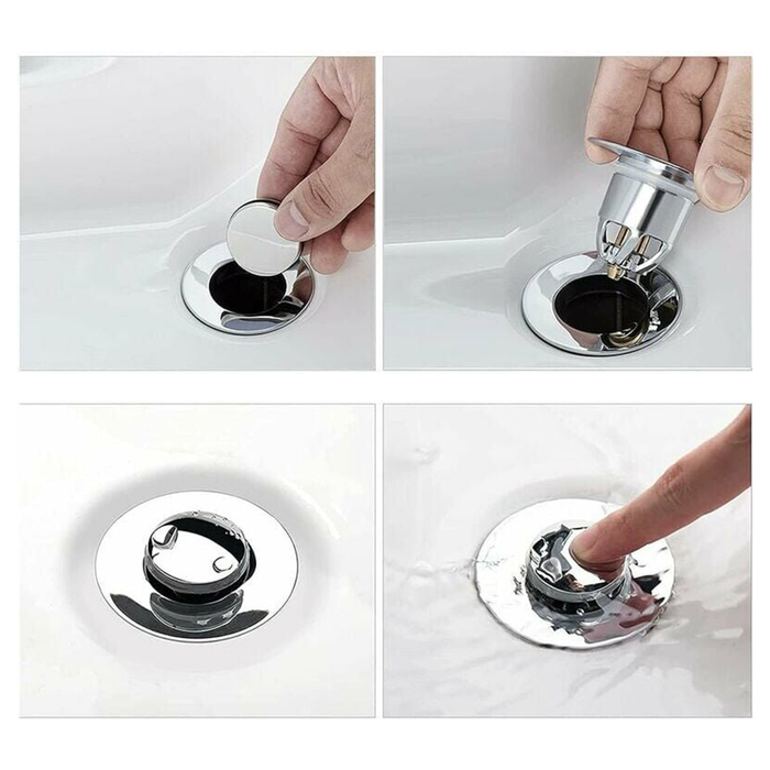 Colador de fregadero universal de empuje, tapón anticonstrucción