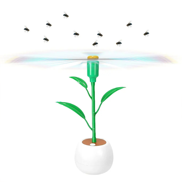 Scaccia Mosche da Tavolo a Forma di Vaso da Fiori con Pale Riflettenti