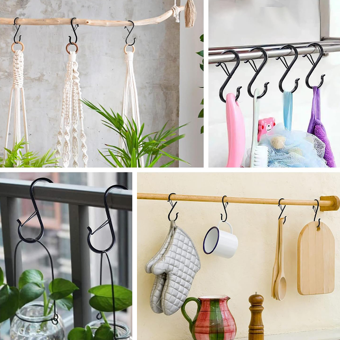 Ganci a S in Metallo con Fibbia di Sicurezza