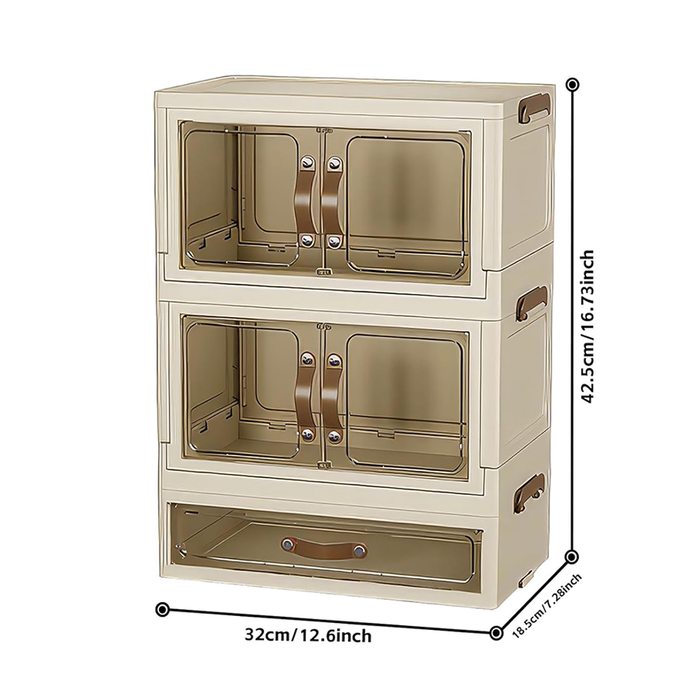 Mobiletto Organizer Pieghevole a Due Ripiani con Cassetto