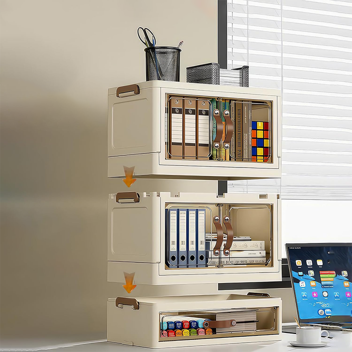 Mobiletto Organizer Pieghevole a Due Ripiani con Cassetto