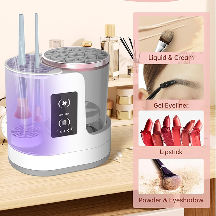 Limpiador de brochas de maquillaje eléctrico 3 en 1