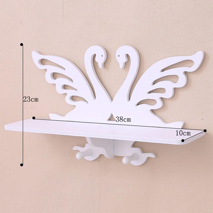 Estante de pared con forma de cisne y ganchos