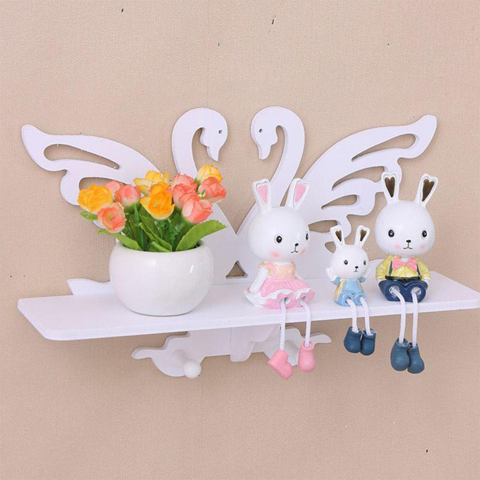 Estante de pared con forma de cisne y ganchos