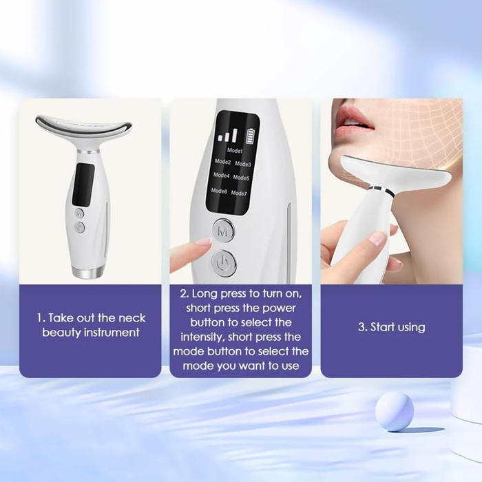 Neck Lift Massaggiatore LED 7 Modalità con 3 Livelli di Vibrazione per Viso e Collo