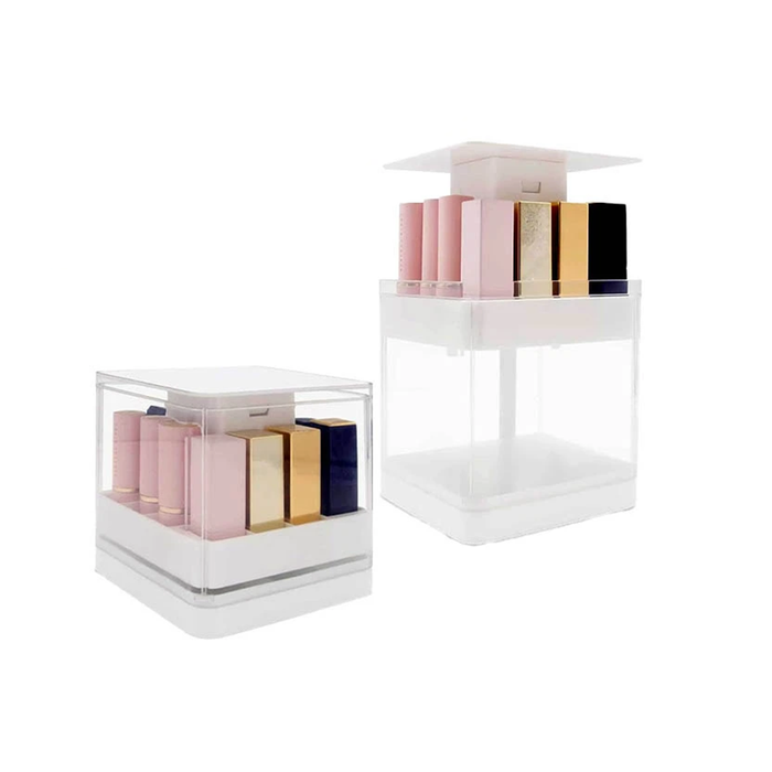 Organizador de lápiz labial, soporte automático para maquillaje con tapa