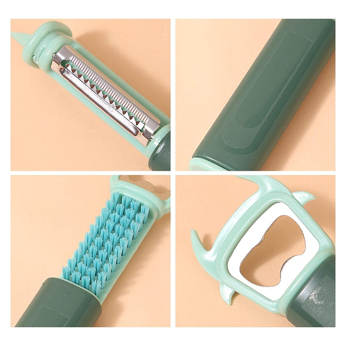 Pelador de patatas multifuncional 7 en 1 con rallador y abrebotellas