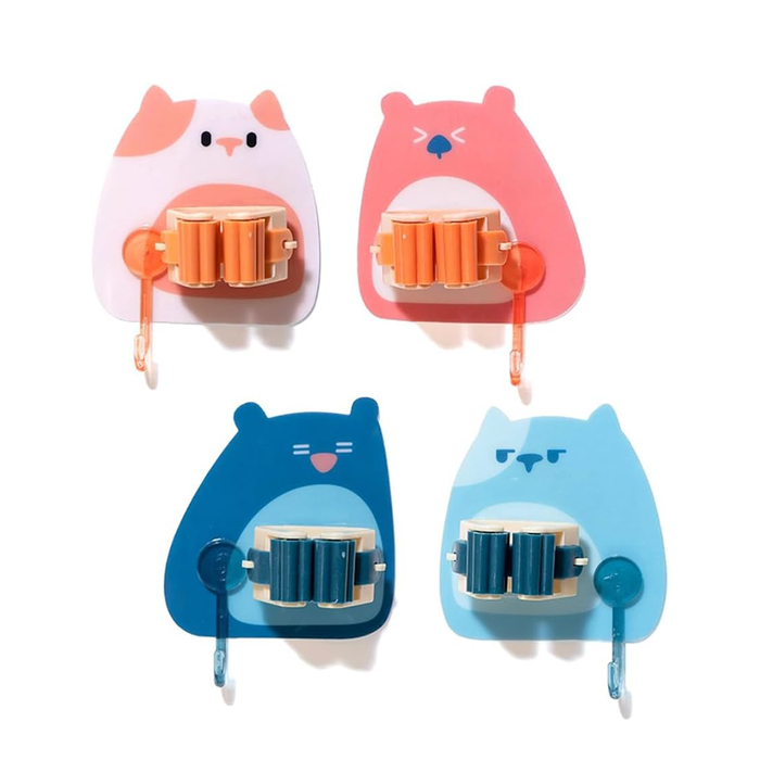 Soporte adhesivo multifuncional para escobas