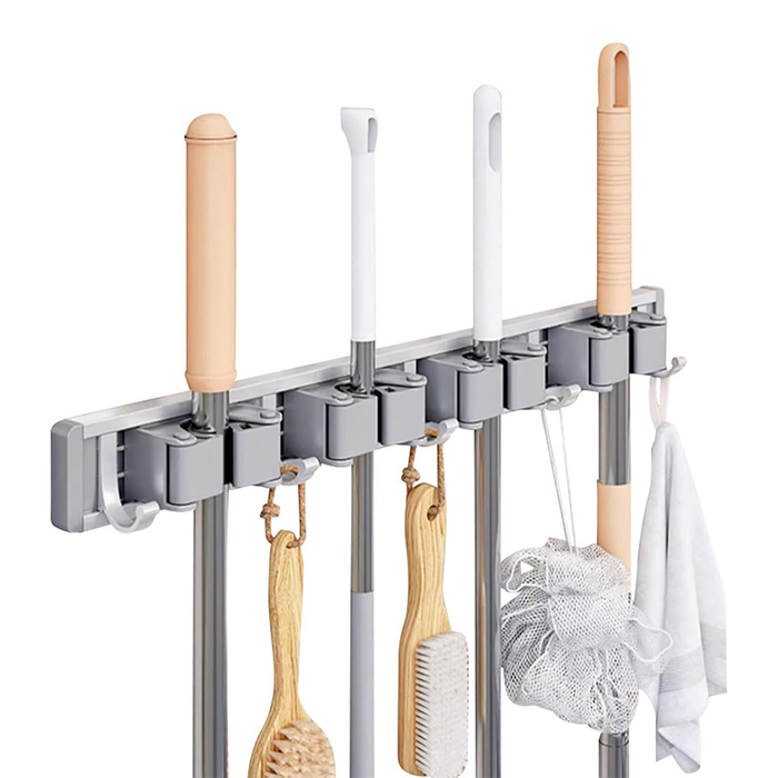 Colgador de trapeador de pared con ganchos