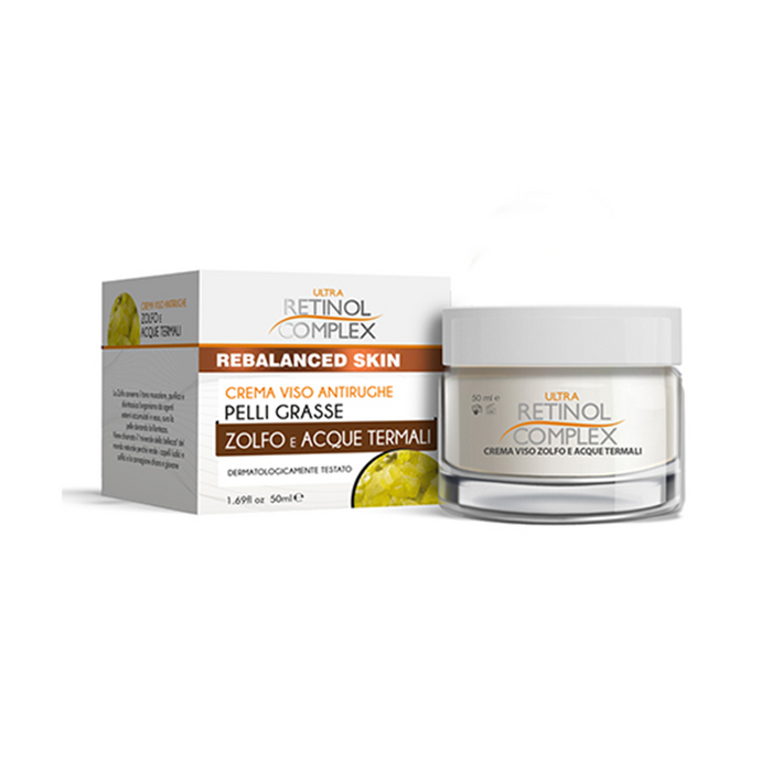 Crema facial con complejo de retinol, azufre y aguas termales (50 ml)