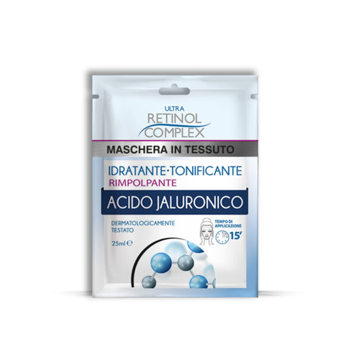 Mascarilla facial de tela con complejo de retinol y ácido hialurónico