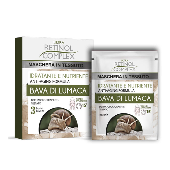 Mascarilla facial de tela con complejo de retinol y baba de caracol