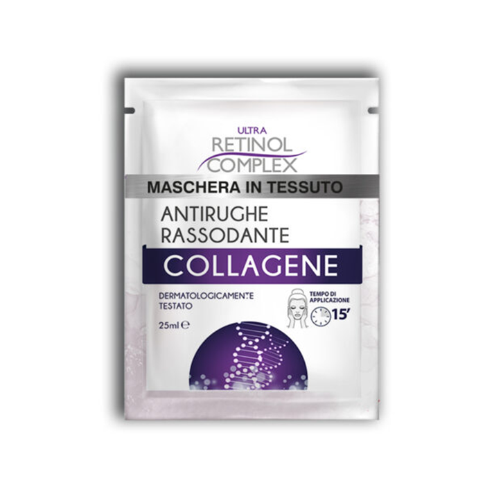 Mascarilla facial de tela con complejo de retinol y colágeno