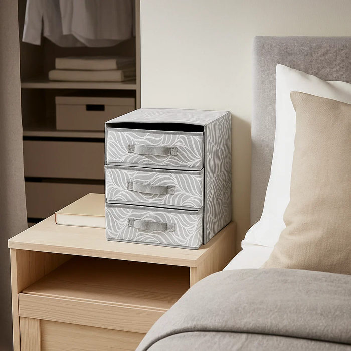 Scatola Contenitore Pieghevole Salvaspazio con 3 Cassetti