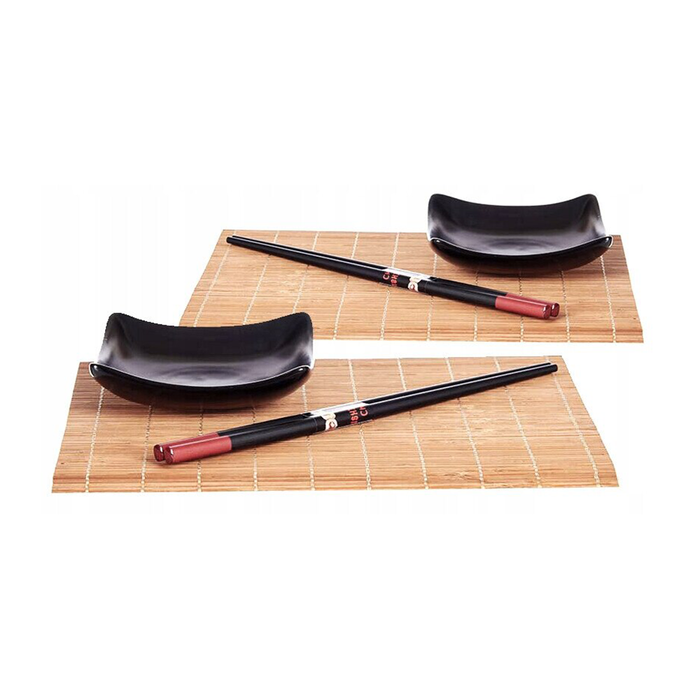 Set Sushi 6 Pezzi con Stuoie in Bambù e Ciotoline in Ceramica