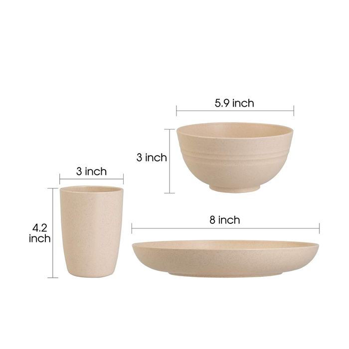 Stoviglie in Plastica Resistente e Leggero 16 Pezzi