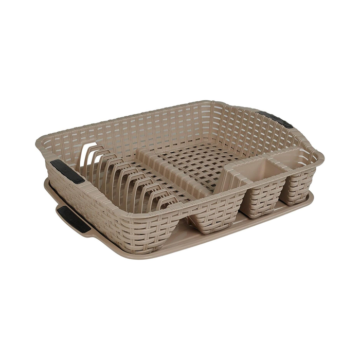Escurridor de platos multifuncional con bandeja de goteo
