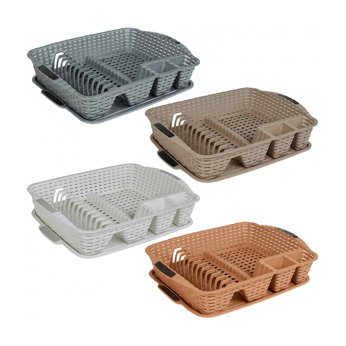 Escurridor de platos multifuncional con bandeja de goteo