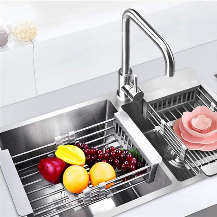 Soporte ajustable para fregadero con escurridor de platos