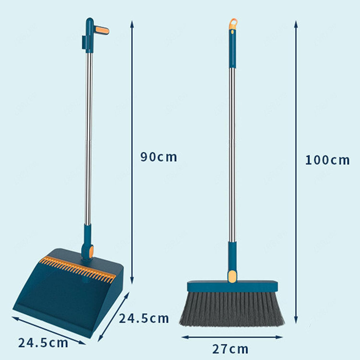 Scopa e Paletta con Setole Antigraffio e Testa Rotante