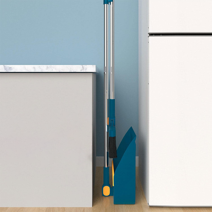 Scopa e Paletta con Setole Antigraffio e Testa Rotante