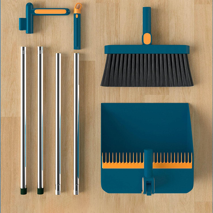 Scopa e Paletta con Setole Antigraffio e Testa Rotante