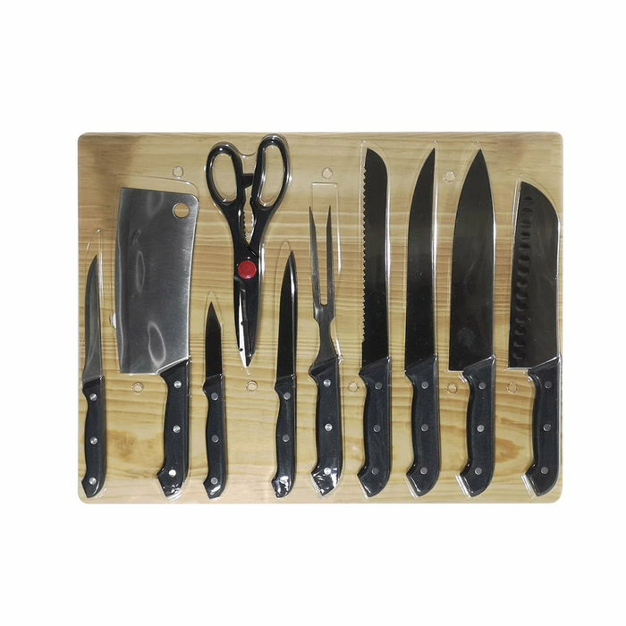 Juego de cuchillos con tabla de cortar de madera 11 piezas