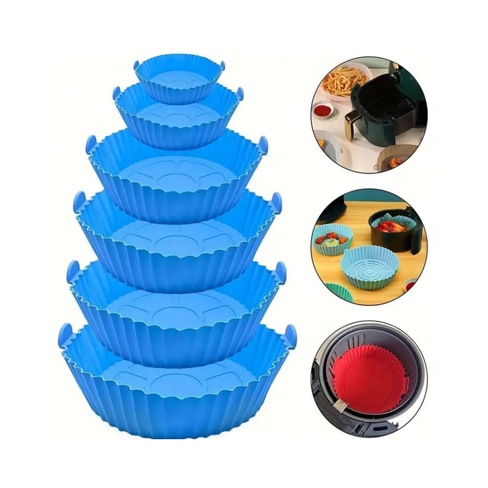 Juego de 6 bandejas de silicona para freidora de aire