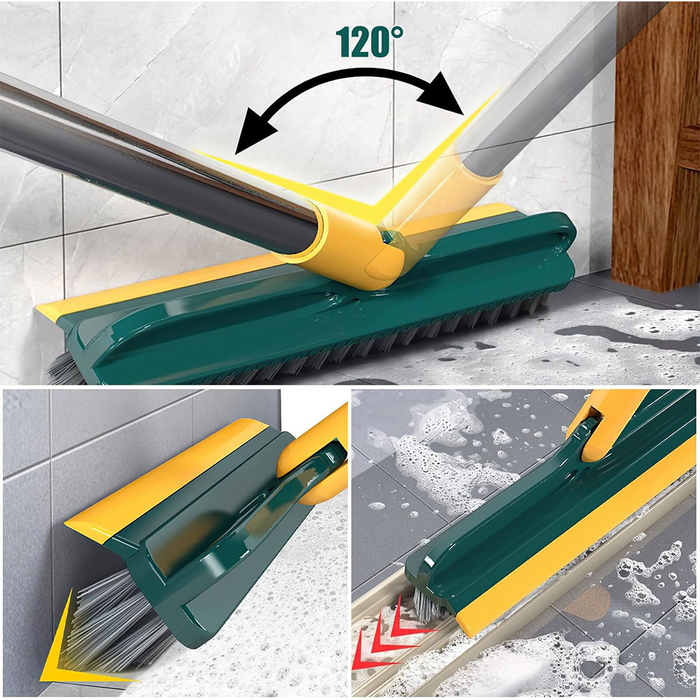 Cepillo de suelo 3 en 1 con mango largo y cabezal giratorio de 120°