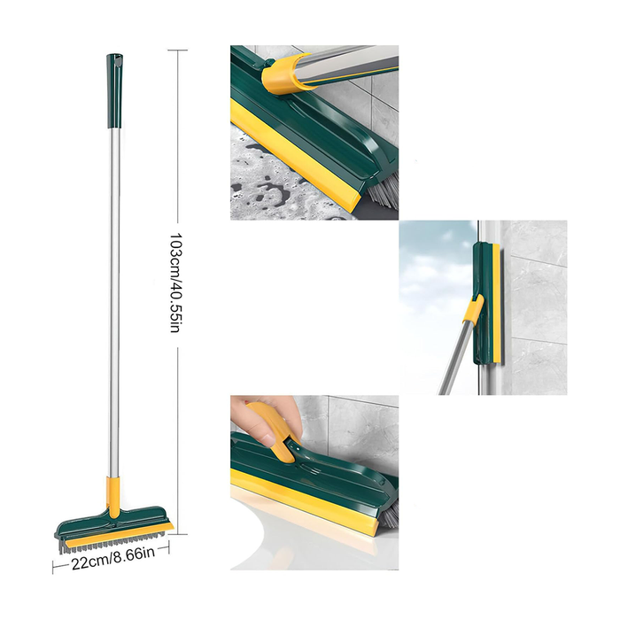 Cepillo de suelo 3 en 1 con mango largo y cabezal giratorio de 120°