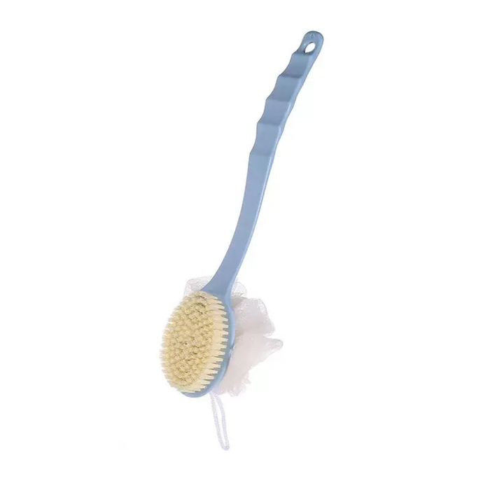 Cepillo de baño de mango largo 2 en 1 y esponja exfoliante