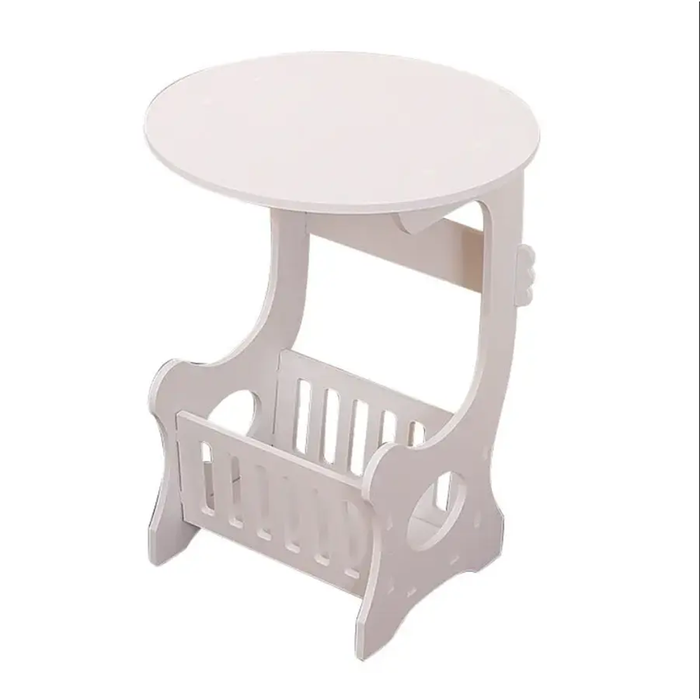 Mesa revistero redonda con estante