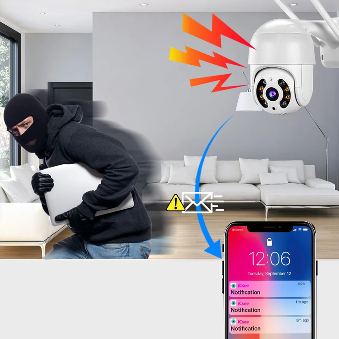 Cámara de seguridad PTZ 1080P con seguimiento automático y visión nocturna