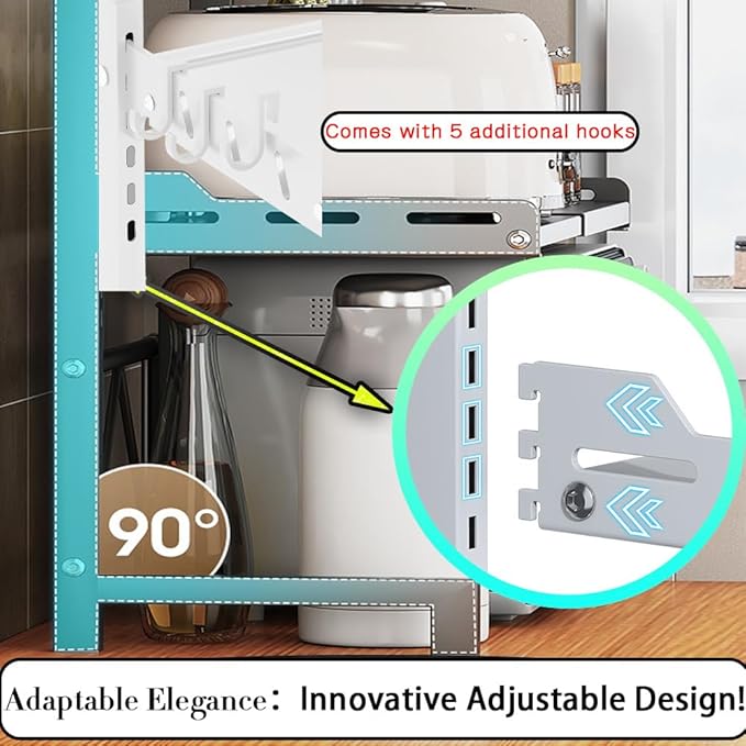 Mensola da Cucina Regolabile per Microonde e Utensili – Ripiano Salvaspazio in Acciaio a più Livelli