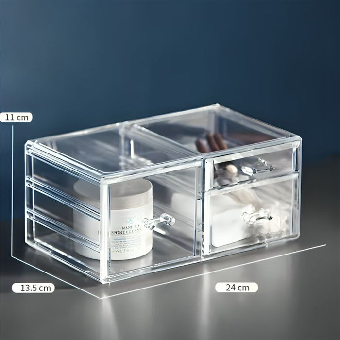 Beauty Crystal Box, Organizador Elegante y Polivalente para Maquillaje y Joyas