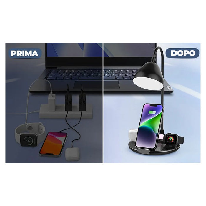 LuminaCharge - Lámpara de mesa plegable con cargador inalámbrico