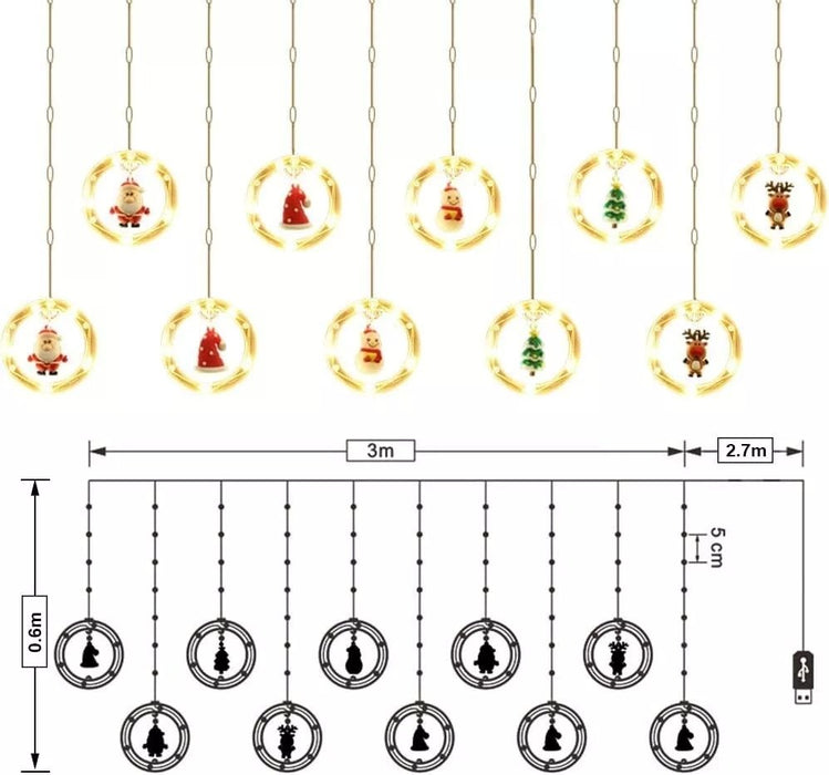 Guirnalda de luces de Navidad LED con árbol y bolas