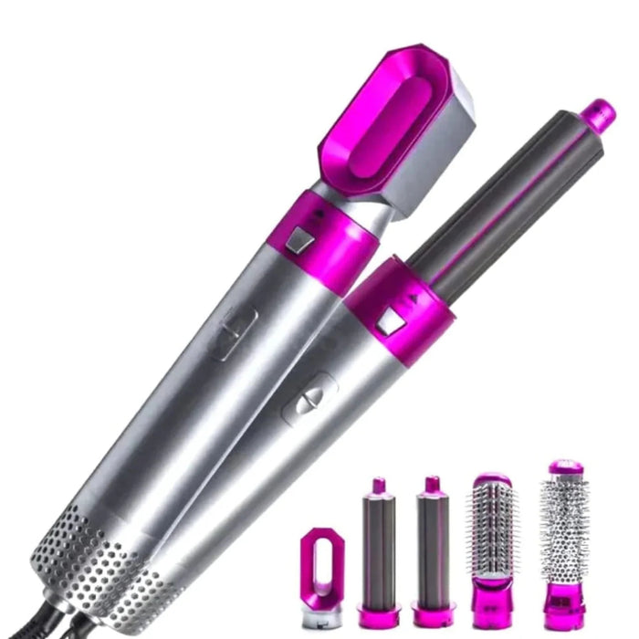 Spazzola Asciugacapelli 5 in 1 ad Aria Calda con Accessori Intercambiabili