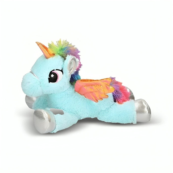 Unicornio de peluche azul de 34 cm con ojos brillantes