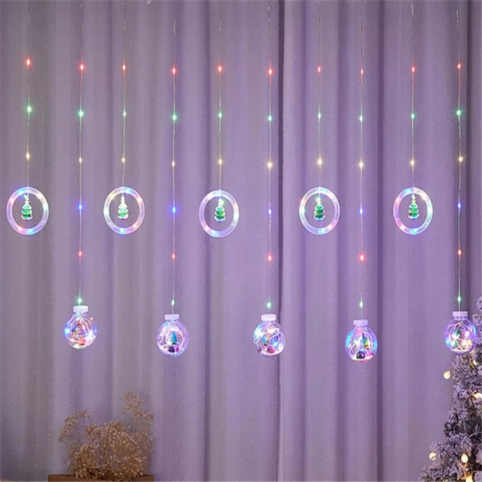 Guirnalda de luces de Navidad LED con árbol y bolas