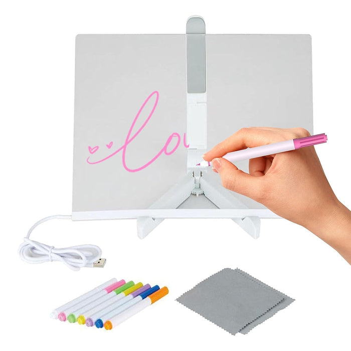 Lavagna Luminosa a LED Cancellabile con Penne Colorate e Supporto