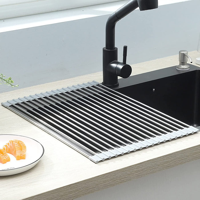 Escurreplatos plegable multifunción para lavabo