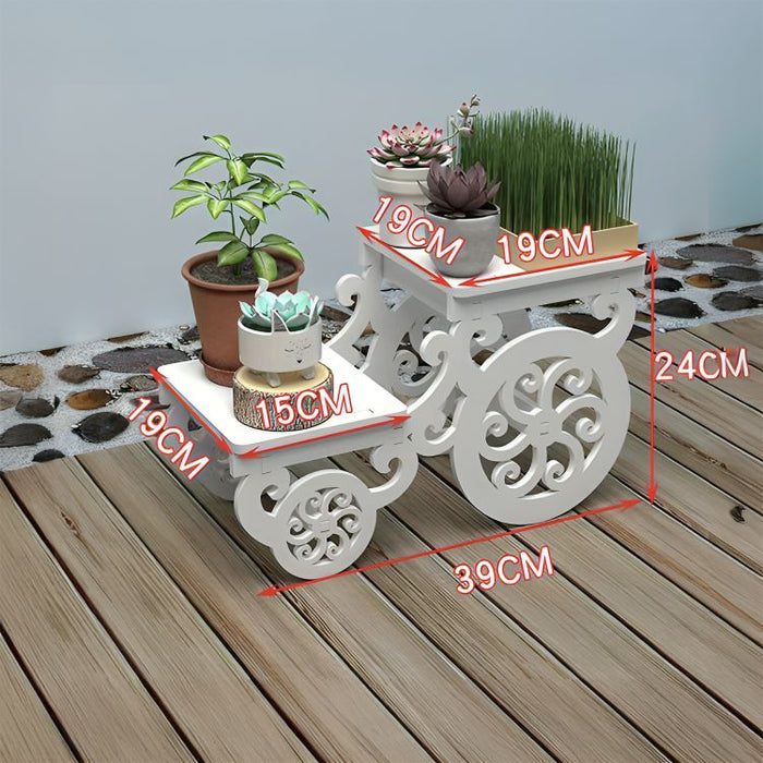 GardenBonsai, Jardinera de Madera con 5 Espacios, Diseño de Carro para Jardín y Balcón