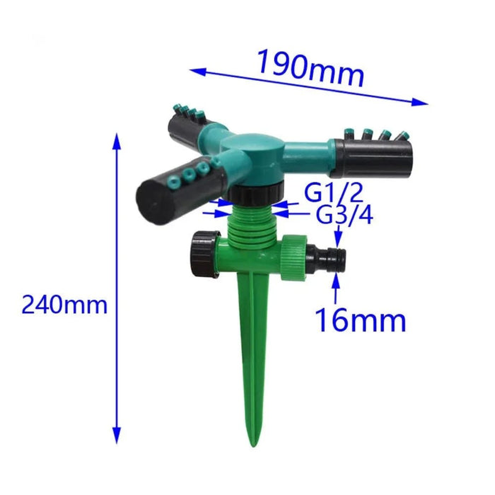 Aspersor automático de jardín giratorio 360 grados